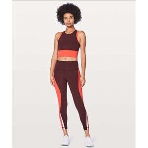 Lululemon Women's Kick Serve Sweat Tight 25" Bordeaux Drama Vivid Flame Size 8